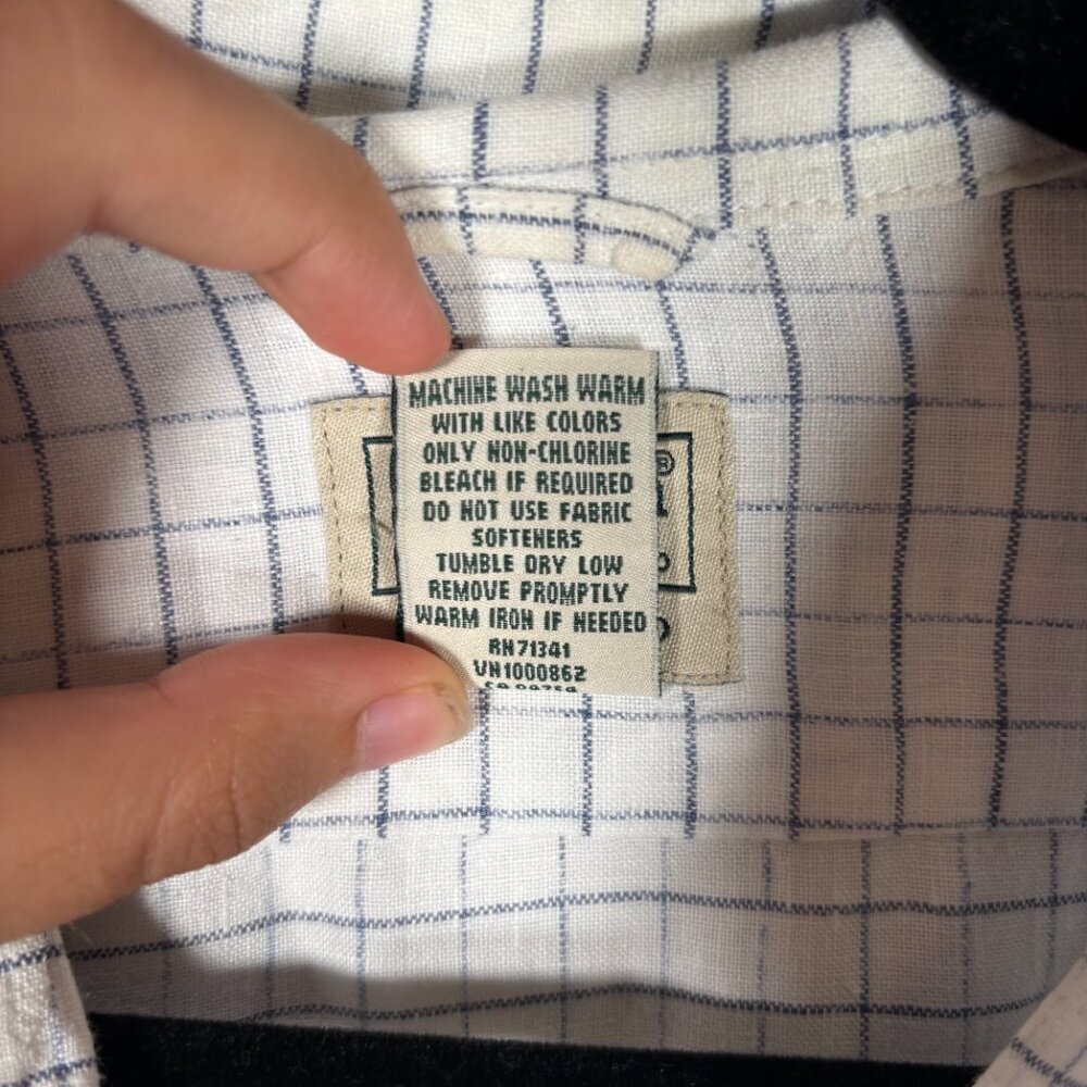 L.L. Bean White Black Checkered Half Sleeve Pocket Slightly Fitted Shirt Size XL - Picture 5 of 7